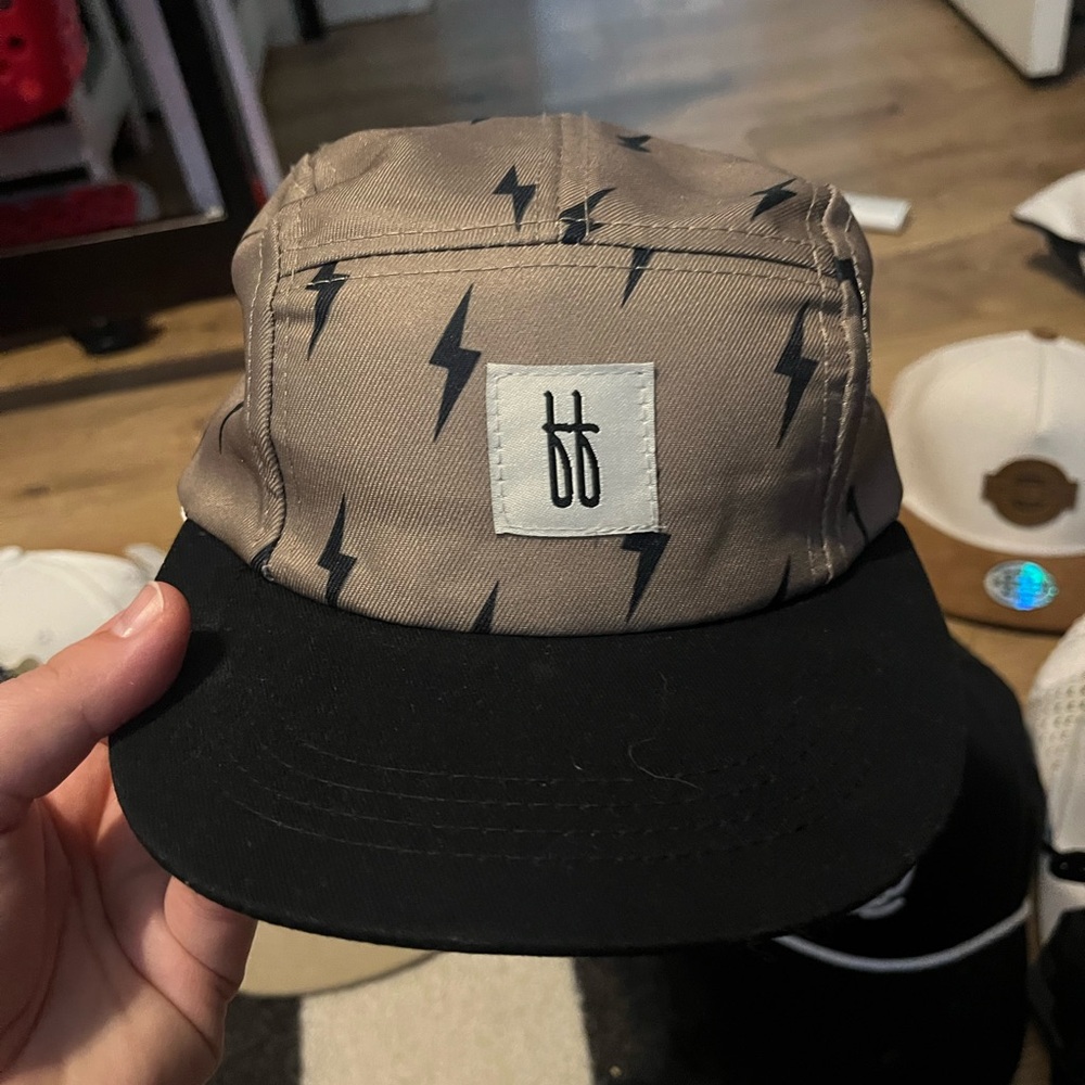 Tan and Black Lightning Bolt Cap